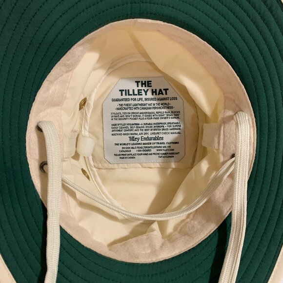 Tilley Endurables Hat Brim Self Tie Pocket Beige Khaki Sun Boonie Cap 7 5/8 - Picture 9 of 10